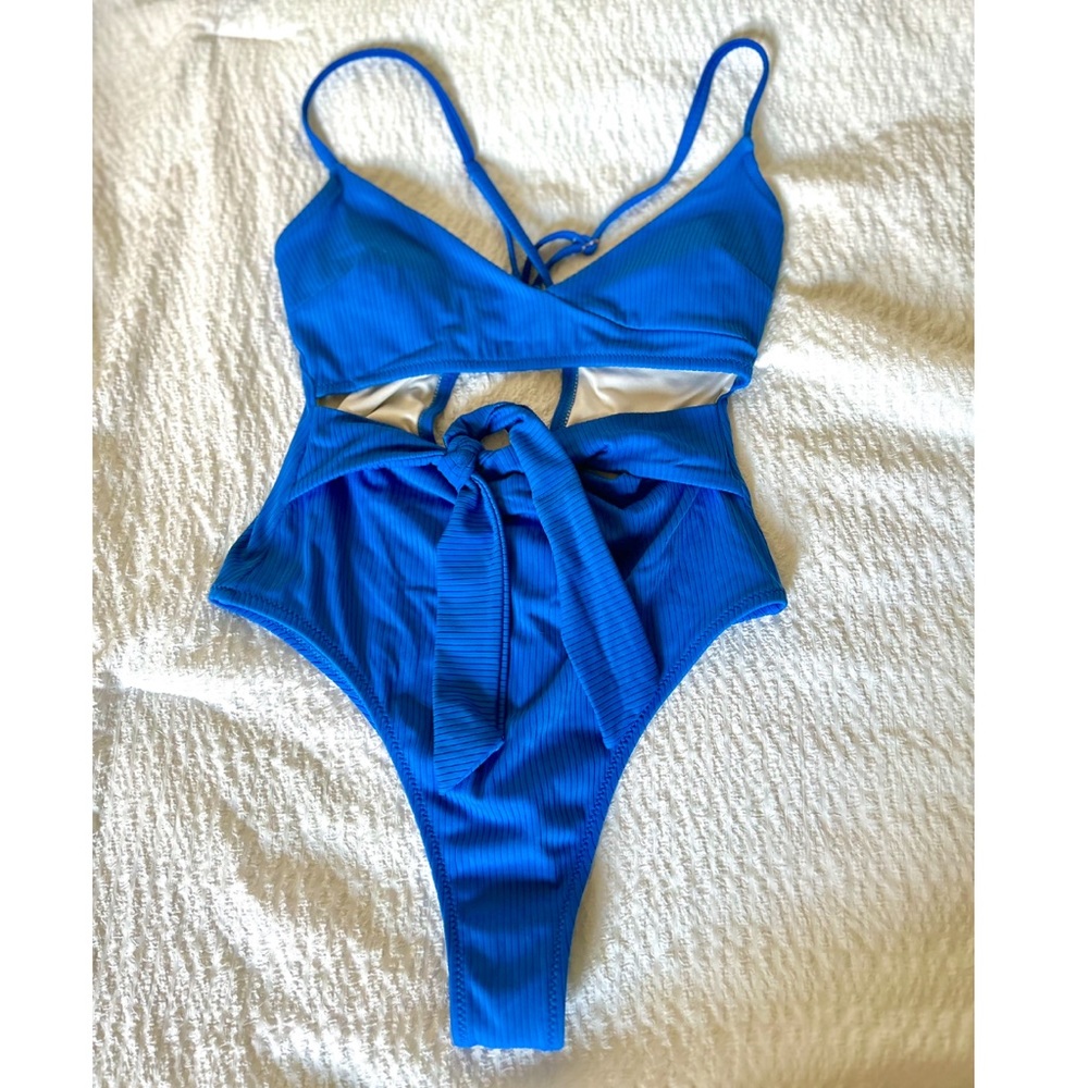 one piece blue swimsuit